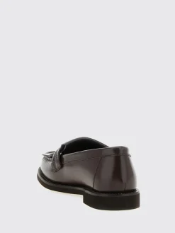 Mocassino Brunello Cucinelli in pelle spazzolata con monile