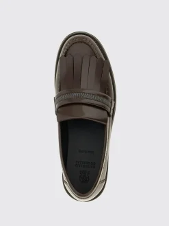 Mocassino Brunello Cucinelli in pelle spazzolata con monile