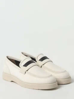 Mocassino Brunello Cucinelli in canvas di cotone e camoscio con monile