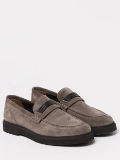 Mocassino Brunello Cucinelli in camoscio con monile