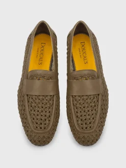 Mocassino Doucal's in pelle intrecciata con lavorazione traforata