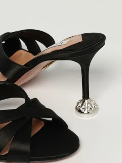 Mules Aquazzura in raso con dettaglio gioiello