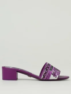 Mules Dolce & Gabbana in pelle e cotone con ricamo maiolica