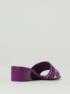 Mules Dolce & Gabbana in pelle e cotone con ricamo maiolica