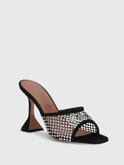 Mules Lupita Amina Muaddi in camoscio con strass