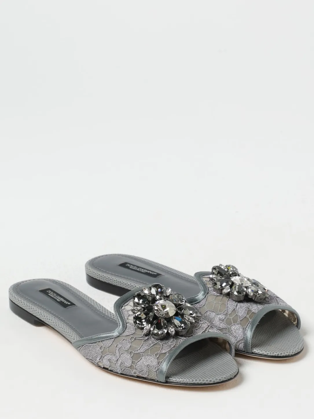 Mules Rainbow Dolce & Gabbana in pizzo con applicazione gioiello