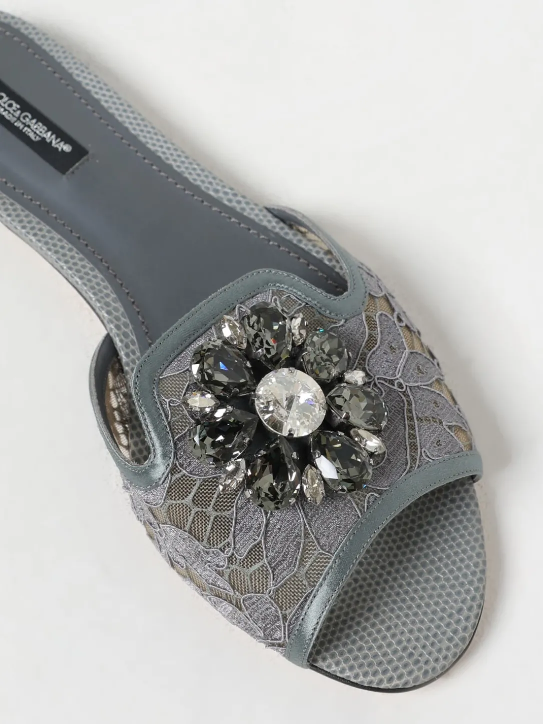 Mules Rainbow Dolce & Gabbana in pizzo con applicazione gioiello