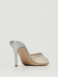 Mules Rania Gianvito Rossi in pelle laminata e nylon a rete con strass