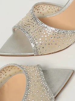 Mules Rania Gianvito Rossi in pelle laminata e nylon a rete con strass