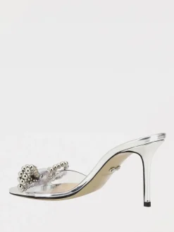 Mules Stud Bow Mach&Mach in pelle laminata e pvc