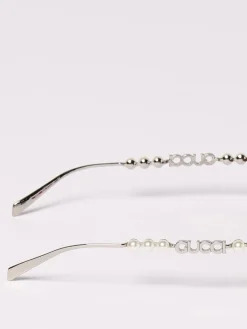 Occhiali da sole in metallo Gucci con perle