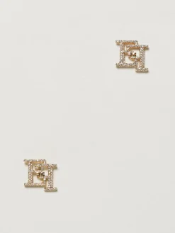 Orecchini Elisabetta Franchi in ottone con strass incastonati