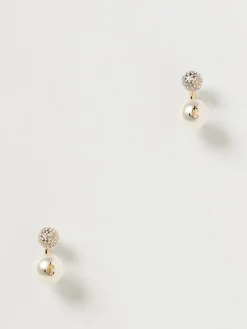 Orecchini Jimmy Choo in ottone con strass incastonati e perle sintetiche