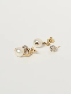 Orecchini Jimmy Choo in ottone con strass incastonati e perle sintetiche