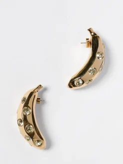 Orecchini Les Boucles Bananes Jacquemus in ottone con strass incastonati