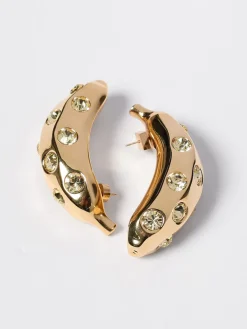 Orecchini Les Boucles Bananes Jacquemus in ottone con strass incastonati