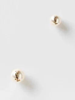Orecchini Saint Laurent in ottone e perle sintetiche
