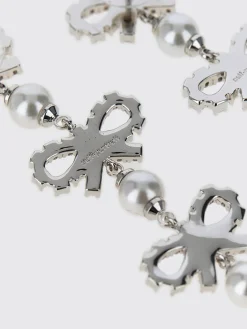 Orecchini Self-Portrait in ottone con strass incastonati e perle sintetiche