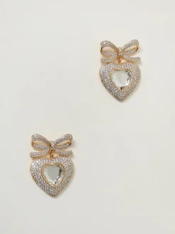 Orecchini Self-Portrait in ottone con strass incastonati