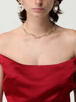 Orecchini Self-Portrait in ottone con strass incastonati