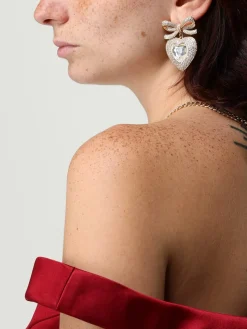 Orecchini Self-Portrait in ottone con strass incastonati