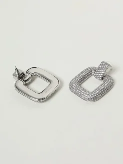 Orecchini Self-Portrait in ottone con strass incastonati