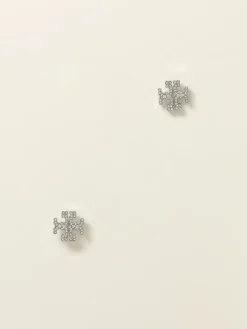 Orecchini Tory Burch in ottone con strass incastonati