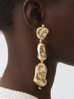 Orecchini Tre Pepite Fabiana Filippi in ABS con finitura galvanica in oro lucido