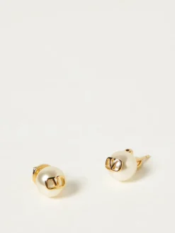 Orecchini VLogo Signature Valentino Garavani in ottone e perle sintetiche