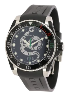 Orologio con cinturino in gomma e Serpente by Gucci