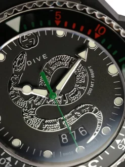 Orologio con cinturino in gomma e Serpente by Gucci