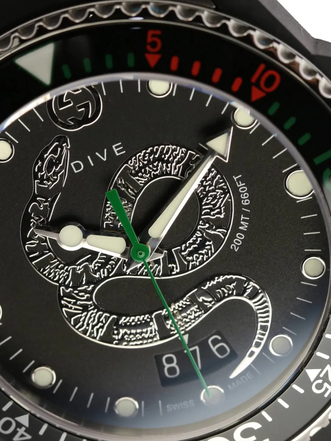 Orologio con cinturino in gomma e Serpente by Gucci