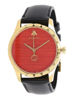 Orologio Gucci con cinturino in pelle e cassa in metallo