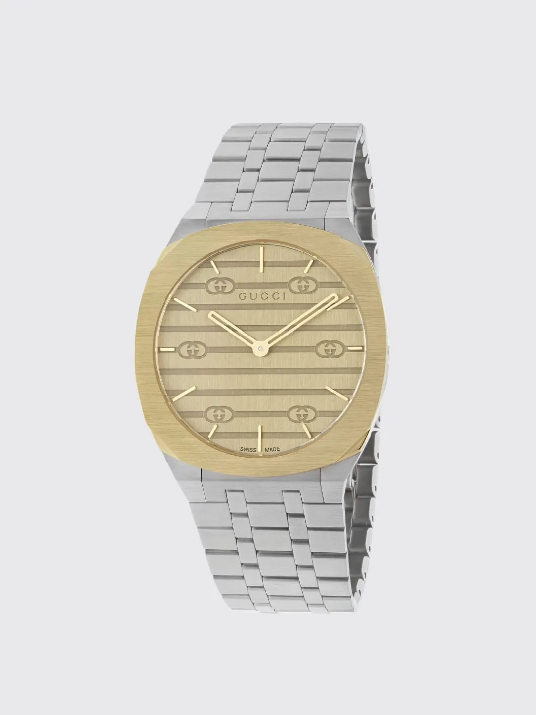 Orologio 25H Gucci in acciaio con placcatura in oro 18k