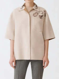 Overshirt Fabiana Filippi in lana vergine con applicazioni