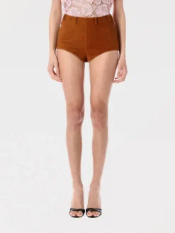 Pantaloncino culotte Self-Portrait in pelle scamosciata