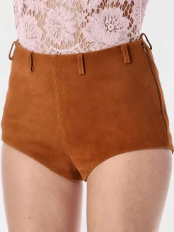 Pantaloncino culotte Self-Portrait in pelle scamosciata