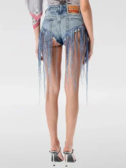 Pantaloncino Diesel in denim con frange