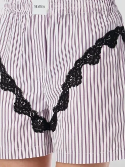 Pantaloncino The Attico in cotone a righe con pizzo