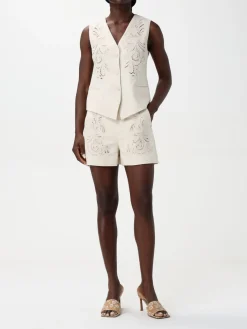 Pantaloncino Twinset in misto lino con ricami