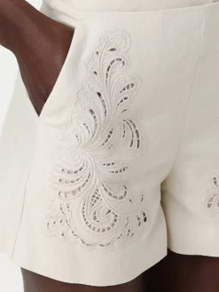 Pantaloncino Twinset in misto lino con ricami