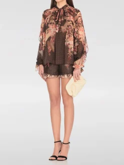 Pantaloncino Zimmermann in misto seta con stampa floreale