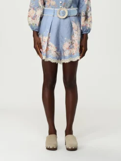 Pantaloncino Zimmermann in ramie con stampa floreale