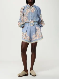 Pantaloncino Zimmermann in ramie con stampa floreale