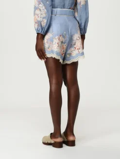 Pantaloncino Zimmermann in ramie con stampa floreale