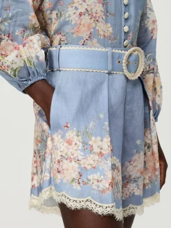 Pantaloncino Zimmermann in ramie con stampa floreale