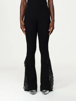 Pantalone a zampa Blumarine in viscosa stretch a coste