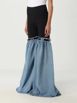 Pantalone a zampa Coperni in tessuto tecnico e denim
