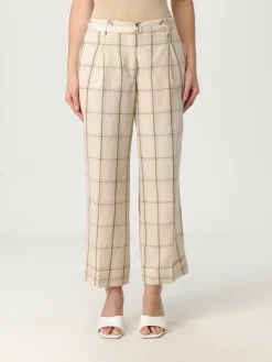 Pantalone in misto lino tartan Liu Jo