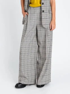 Pantalone palazzo Twinset in misto viscosa check